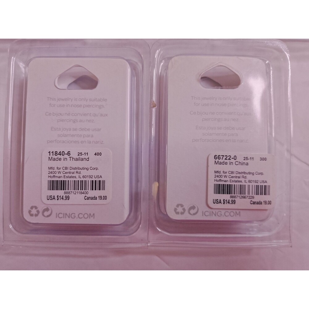 Claire's Icing Lot of 5 New Packages Body Jewelry for Nose Hoops Studs Variety - Picture 5 of 11
